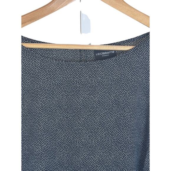 New LIZ CLAIBORNE Back White Polkadot Blouse‎ Ruffle Flutter Sleeve Plus Size 2X - Picture 3 of 10